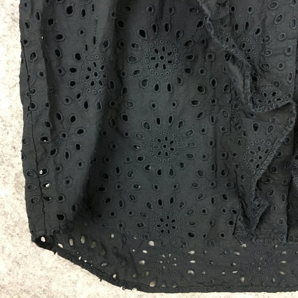 Madewell Top XS Blouse Long Sleeve Black Eyelet Ruffle Lace Career Gothic Romanc - Picture 7 of 12